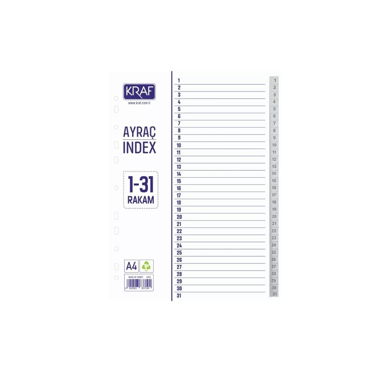 KRAF SEPARATÖR 1031 1-31 RAKAM